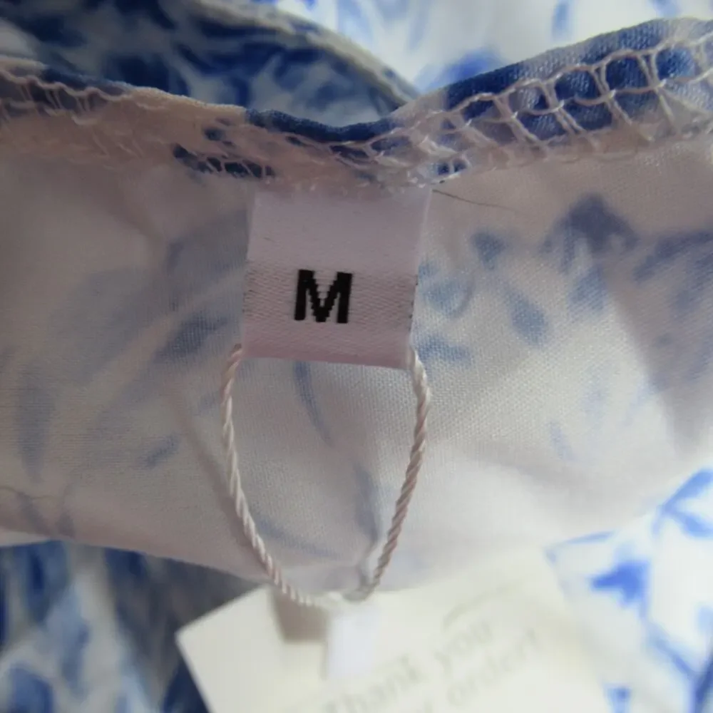 Maldila Dress Womens Size M White Blue Floral Maxi Boho Beach Resort Coastal NWT